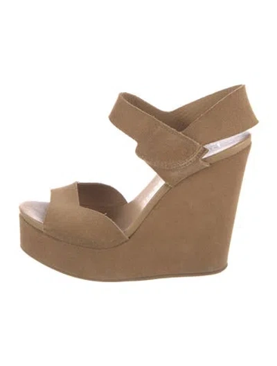 Pre-owned Pedro Garcia Suede Slingback Sandals In Brown