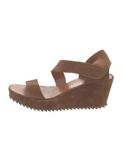 Pre-owned Pedro Garcia Suede Slingback Sandals In Brown
