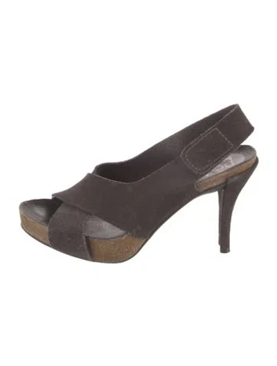 Pre-owned Pedro Garcia Suede Slingback Sandals In Gray