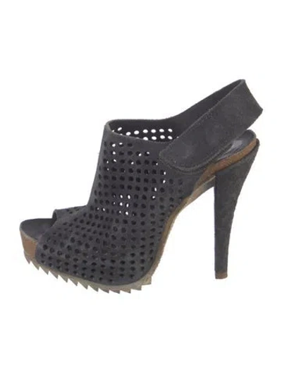 Pre-owned Pedro Garcia Suede Slingback Sandals In Gray