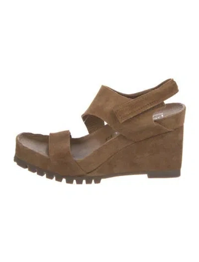 Pre-owned Pedro Garcia Suede Slingback Sandals In Neutral