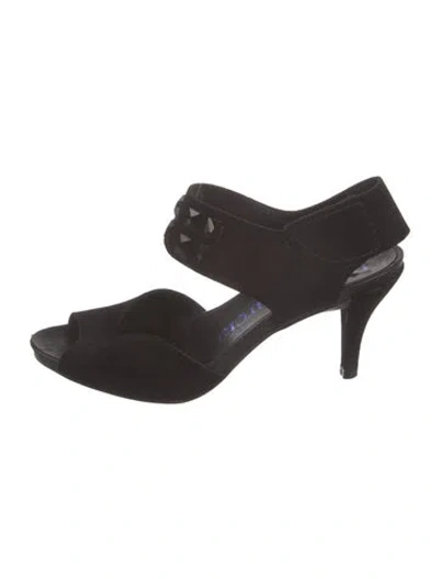 Pre-owned Pedro Garcia Suede Studded Accents D'orsay Pumps In Black