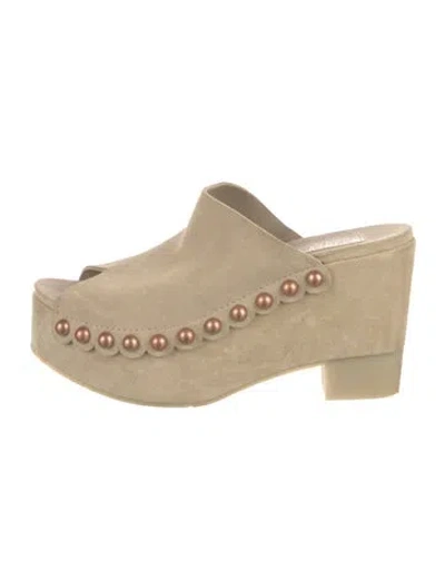 Pre-owned Pedro Garcia Suede Studded Accents Espadrilles In Neutral