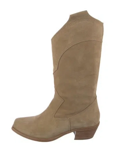 Pre-owned Pedro Garcia Suede Western Boots In Neutrals