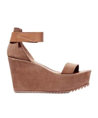 Pedro Garcia Suede-textured Leather Wedge Sandals In Brown