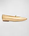 Pedro Garcia Tila Metallic Crystal-strap Ballerina Flats In Gold