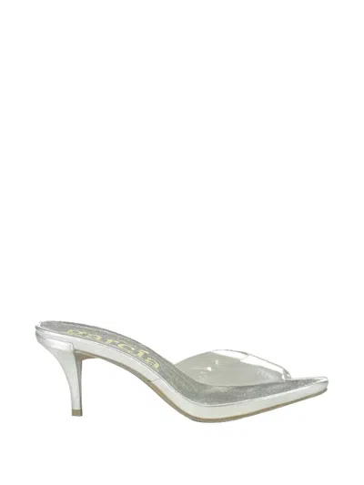 Pedro Garcia Transparent Open Toe Sandals In Silver