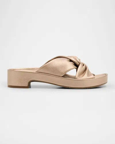 Pedro Garcia Twisted Metallic Leather Flatform Sandals In Calisto Rose Bronze