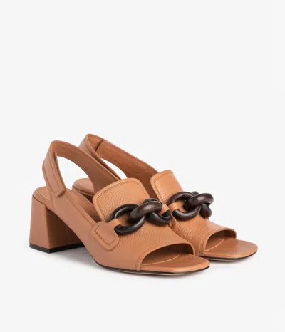 Pedro Garcia Udelia Heel Sandal In Tan Petitegrain/wenge In Brown