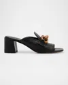 Pedro Garcia Umita Leather Chain Loafer Mules In Black
