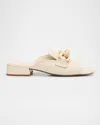 Pedro Garcia Umita Leather Chain Loafer Mules In Ivory