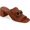 Pedro Garcia Umita Suede Chain Loafer Mules In Spice Plush Suede