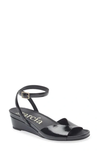 Pedro Garcia Wamika Leather Wedge Sandal In Black
