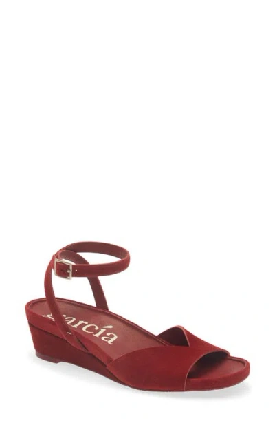 Pedro Garcia Wamika Leather Wedge Sandal In Red