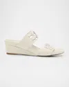 Pedro Garcia Wendy Demi-wedge Swarovski Suede Sandals In Chalk