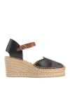 Pedro Garcia Pedro García Woman Espadrilles Black Size 7 Viscose, Leather