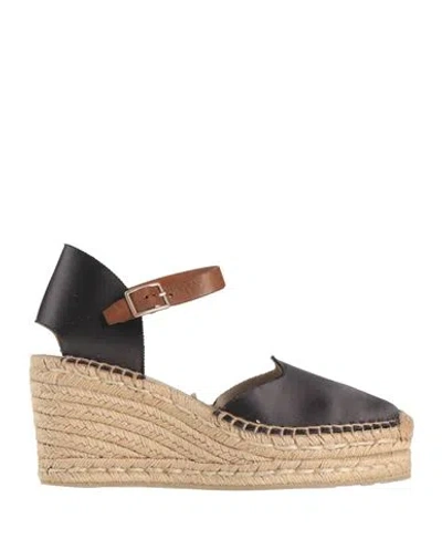 Pedro Garcia Pedro García Woman Espadrilles Black Size 7 Viscose, Leather