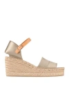 Pedro Garcia Pedro García Woman Espadrilles Khaki Size 9 Viscose, Leather In Beige