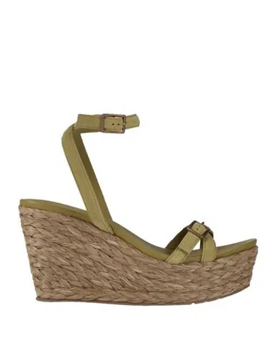 Pedro Garcia Pedro García Woman Espadrilles Military Green Size 10 Leather