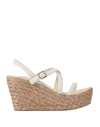 Pedro Garcia Pedro García Woman Espadrilles Off White Size 7.5 Leather, Textile Fibers In Off White