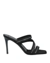 Pedro Garcia Pedro García Woman Sandals Black Size 10 Textile Fibers, Swarovski Crystal In Black
