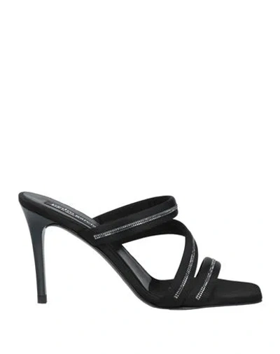 Pedro Garcia Pedro García Woman Sandals Black Size 10 Textile Fibers, Swarovski Crystal