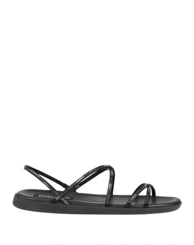 Pedro Garcia Pedro García Woman Sandals Black Size 7 Viscose, Swarovski Crystal, Silk