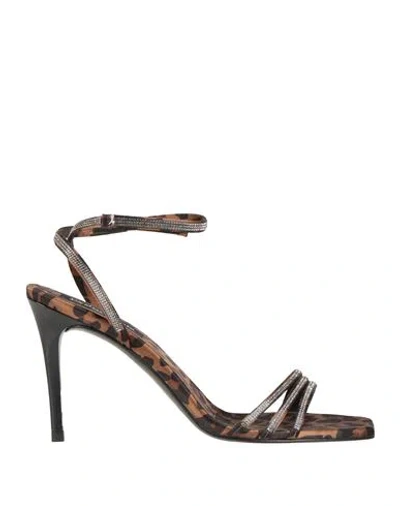 Pedro Garcia Pedro García Woman Sandals Brown Size 7 Textile Fibers