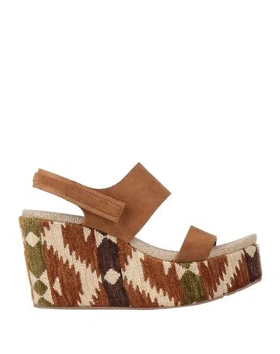 Pedro Garcia Pedro García Woman Sandals Khaki Size 6.5 Leather In Beige