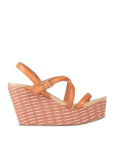 Pedro Garcia Pedro García Woman Sandals Tan Size 7.5 Leather, Textile Fibers In Brown