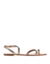 Pedro Garcia Pedro García Woman Thong Sandal Khaki Size 8 Viscose In Beige