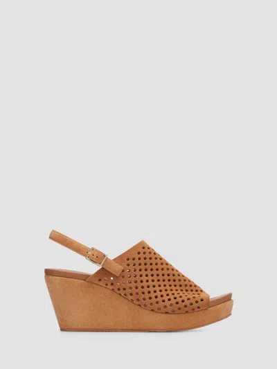 Pedro Garcia 75mm Alvara Perforated Suede Wedge Sandals In Brown