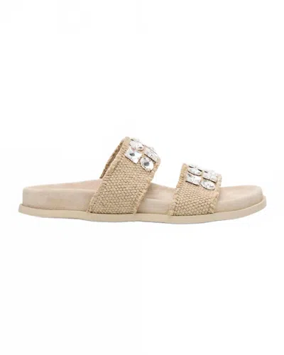 Pedro Garcia Women's Dilys Two-band Embellished Frayed Linen Sandals In Flax In Neutral