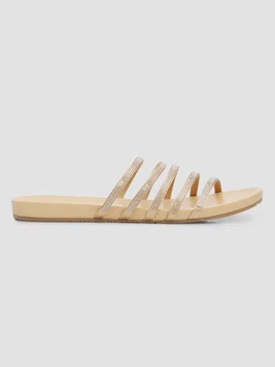 Pedro Garcia Gala Embellished Satin Flat Slide Sandals In Neutral