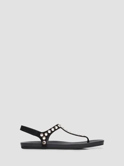Pedro Garcia Judith Embellished Suede Flat Thong Sandals In Black
