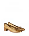 Pedro Garcia Women's Kris Heel In Amber Nappa Lame In Gold