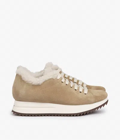 Pedro Garcia Women Suede Sneaker In Beige In Nude
