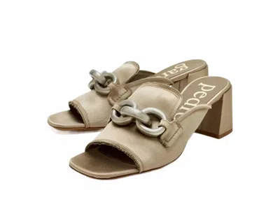 Pedro Garcia Women Umitachain-embellished Mules In Lentil Satin Nikel In Metallic