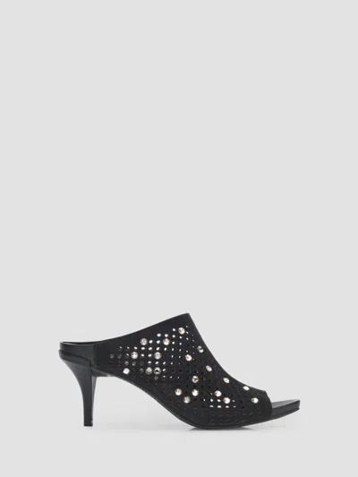 Pedro Garcia 65mm Waldina Embellished Perforated Suede Sandals In Black