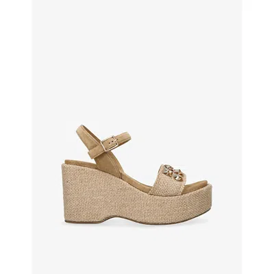 Pedro Garcia Womens Beige Delina Jute Wedge Heeled Sandals Eur 37.5 / 4.5 Uk In Neutral
