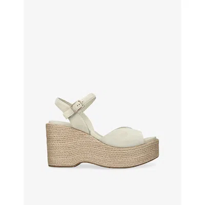 Pedro Garcia Womens Beige Doina Wedge Leather Espadrille Heeled Sandals Eur 39.5 / 6.5 Uk In Neutral