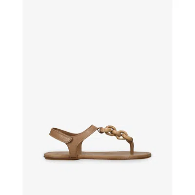 Pedro Garcia Womens Beige Paris Thong Leather Sandals Eur 37.5 / 4.5 Uk In Brown