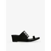 Pedro Garcia Womens Black Waira Linen Wedge Sandals Eur 38/5 Uk