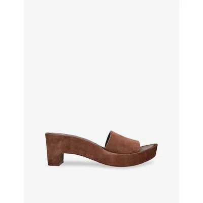Pedro Garcia Womens Dark Brown Diedra Heeled Suede Mules Eur 41 / 8 Uk In Multi
