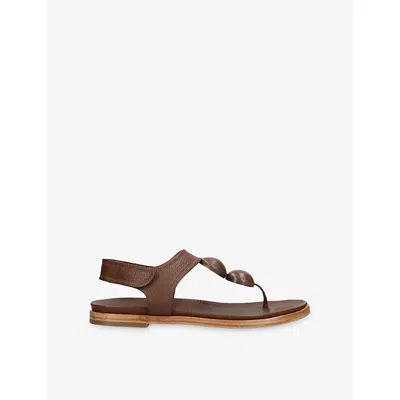 Pedro Garcia Womens Dark Brown Jovanka Leather Flat Sandals Eur 41 / 8 Uk