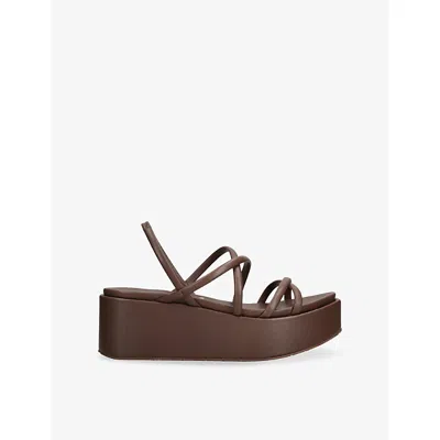 Pedro Garcia Womens  Ninokska Leather Platform Sandals In Blue