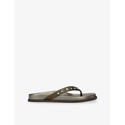Pedro Garcia Womens Khaki Devika Satin Sandals Eur 36 / 3 Uk