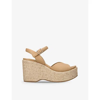 PEDRO GARCIA WOMENS MID BROWN DOINA WEDGE-HEEL SUEDE SANDALS EUR 41 / 8 UK