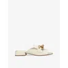 Pedro Garcia Womens Cream Enna Low-heel Leather Sandals Eur 39.5 / 6.5 Uk