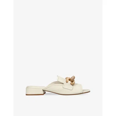 Pedro Garcia Womens Cream Enna Low-heel Leather Sandals Eur 39.5 / 6.5 Uk